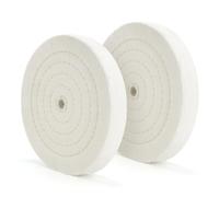 scottchen PRO Buffing Polishing Wheel 200mm (8") x 16mm (5/8") Arbor x 70Ply White Fine Cotton for Bench Grinder - 2 PCS