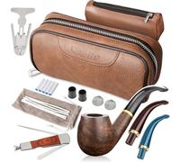 Scotte Tobacco Smoking Pipe,Leather Tobacco Pipe Pouch Pear Wood Pipe Accessories (Scraper/Stand/Filter Element/Filter Ball/Small Bag/Box) (brown)