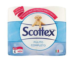 Scottex Clean Complete Toilet Paper, Pack of 4 Maxi Rolls