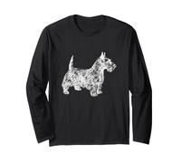 Scottie Dog Lover Line Art Illustration Scottish Terrier Long Sleeve T-Shirt
