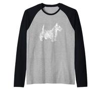 Scottie Dog Lover Line Art Illustration Scottish Terrier Raglan Baseball Tee