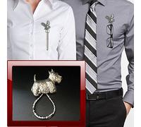 Scottie dog ppd04 Brooch drop hoop Holder For Glasses , Pen , ID jewellery