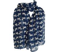 Scottie Dog Scarf Westie Dogs Breed West Highland Scottish Terrier Ladies Womens Wrap Shawl Sarong (Blue Navy)(Size: L)