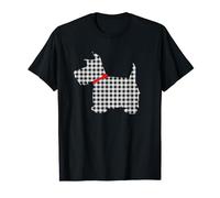 Scottie Dog Scottish Terrier T Shirt Black White Plaid