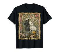 Scottie Westie Dogs William Morris Style Cottagecore T-Shirt