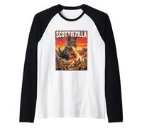 Scottiezilla Scottish Terrier Dog - Dogzilla Monster Movie Raglan Baseball Tee
