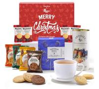 Scottish Afternoon Tea Hamper - Luxury Tea Gift Set with Shortbread Biscuits Gift - Scottish Gifts and Christmas Hamper for Women & Men, Presented in A Red Merry Christmas Box