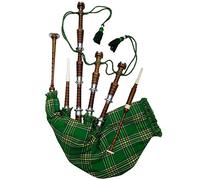 Scottish Bagpipe Rosewood Natural Colour with Silver Plain Mounts Free Tutor Book, Carrying Bag, Drone, Reeds (Brown, Irish National)