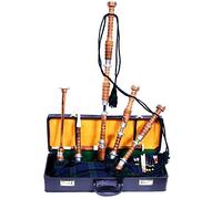 Scottish Bagpipe Rosewood Natural Colour with Silver Plain Mounts in Hard Box Free Tutor Book, Drone, Reeds (Black Watch)