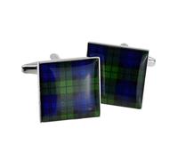 Scottish Black Watch Tartan Cufflinks Presented in a Gift Organza Bag (X2BOCS132)