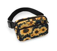 Scottish Blue Plaid Sunflower Fanny Packs Crossbody Bags for Women Men, Belt Bag Waist Packs for Workout Running Travel with Adjustable Strap