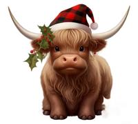 Scottish Cattle Cow Painting on Fir Wood Wooden Wall Decor for Rustic Farmhouse Hanging Decoration Suitable for Indoor and Outdoor Use (JM00976)