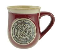 Scottish Celtic Circle Embossed Design Hot Piping Stoneware Mug 500ml - Hot Chocolate Coffee Tea Cups - Traditional Scottish Christmas New Year Gifts - RED