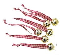 Scottish Checkered Christmas Bell Ornament Iron Red Plaid with | Iron and cloth construction set of six bells classic tartan pattern produces cheerful jingle easy hanging