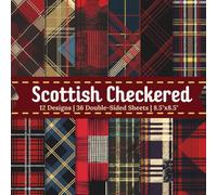 Scottish Checkered Scrapbook Paper Craft Pad: 12 Tartan Plaid Designs, 36 Double-Side Sheets Printed on 8.5"x8.5" Sized Paper. Perfect for Card ... Decoupage, DIY Project, Album and More!