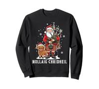 Scottish Christmas Funny Santa Playing Bagpipes Highland Cow Sweatshirt