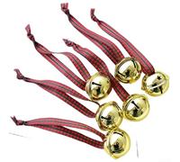 Scottish Christmas Ornaments Set of 6, Red Checkered Bell Decor with