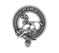Scottish Clan Bruce Pewter Cap Badge with Fuimus Motto, Handcrafted in UK, 5.2 x 6.4cm, Gift Boxed, Heritage Brooch