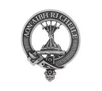 Scottish Clan Cameron Pewter Cap Badge with Aon Aibh Richelle Motto, Handcrafted in UK, 5.2 x 6.4cm, Gift Boxed, Heritage Brooch