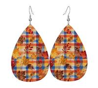 Scottish Clan Cameron Tartan Plaid Dangle Earring | Lightweight Leather Teardrop Earring For Women Fashion Jewelry Gifts Casual Everyday Wear