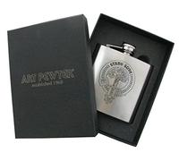 Scottish Clan Crest 6oz Hip Flask, Available in over 100 Clan Crests (MacRae HF6/C81)