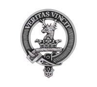 Scottish Clan Keith Pewter Cap Badge with Veritas Vincit Motto, Handcrafted in UK, 5.2 x 6.4cm, Gift Boxed, Heritage Brooch