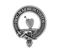 Scottish Clan Logan Pewter Cap Badge with Hoc Majorum Virtus Motto, Handcrafted in UK, 5.2 x 6.4cm, Gift Boxed, Heritage Brooch