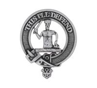 Scottish Clan MacFarlane Pewter Cap Badge with This I'll Defend Motto, Handcrafted in UK, 5.2 x 6.4cm, Gift Boxed, Heritage Brooch