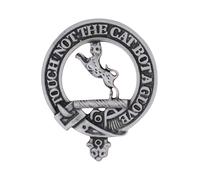 Scottish Clan MacKintosh Pewter Cap Badge with Touch Not The Cat Bot A Glove Motto, Handcrafted in UK, 5.2 x 6.4cm, Gift Boxed, Heritage Brooch