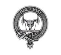 Scottish Clan MacLeod Pewter Cap Badge with Hold Fast Motto, Handcrafted in UK, 5.2 x 6.4cm, Gift Boxed, Heritage Brooch