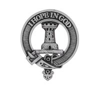 Scottish Clan MacNaughten Pewter Cap Badge with I Hope in God Motto, Handcrafted in UK, 5.2 x 6.4cm, Gift Boxed, Heritage Brooch