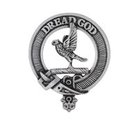 Scottish Clan Munro Pewter Cap Badge with Dread God Motto, Handcrafted in UK, 5.2 x 6.4cm, Gift Boxed, Heritage Brooch