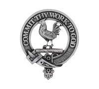 Scottish Clan Sinclair Pewter Cap Badge with Commit Thy Work To God Motto, Handcrafted in UK, 5.2 x 6.4cm, Gift Boxed, Heritage Brooch