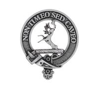 Scottish Clan Strachan Pewter Cap Badge with Non Timeo Sed Caveo Motto, Handcrafted in UK, 5.2 x 6.4cm, Gift Boxed, Heritage Brooch