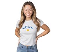 Scottish Coat of Arms Womens Baby Tee European Footy Fan Scotland Supporter Ladies Football Short Top, S, White