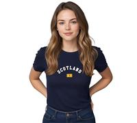 Scottish Coat of Arms Womens Baby Tee European Footy Fan Scotland Supporter Ladies Football Short Top, XL, Navy