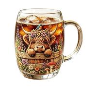 Scottish Coffee Mug | Glass Drinkware With Handle For Kitchen Decoration - Ice Cream Drink Cups and Drinking Glasses,for Water Tea Drinks Cappuccino Kitchen Restaurant Cafe