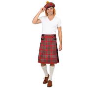 Scottish Costume Set | Adult Size, Tartan Kilt, Matching Hat | Includes Sporran, Unisex Design, Easy Wear | For Burns Night, Fancy Dress Party