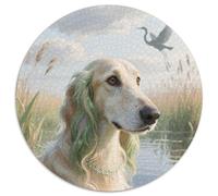 Scottish Deerhound 1000 Piece Round Puzzle For Adults And Kids Pet Dog Puzzles Creative Unique Challenge Games Stress Reliever Difficult Challenge 1000pcs (67.5x67.5cm)