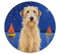 Scottish Deerhound 1000 Piece Round Puzzle for Adults Kids 14+ Cute Dog Jigsaw Puzzle Creative Unique Challenge Games Stress Reliever Difficult Challenge 1000pcs (67.5x67.5cm)