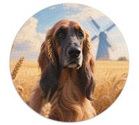 Scottish Deerhound 1000 Piece Round Puzzles For Adults And Kids Pet Dog Jigsaw Puzzle Creative Unique Challenge Games Impossible Hard Difficult Challenging Puzzles 1000pcs (67.5x67.5cm)