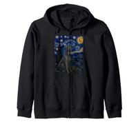 Scottish Deerhound Dog Van Gogh Starry Night Zip Hoodie
