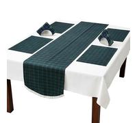 Scottish dining set - Tartan table runners for dining table, 4 Placemats - 196x44 CM - Green check Decor for Kitchen, New year, Christmas, Wedding decorations (Black Watch)