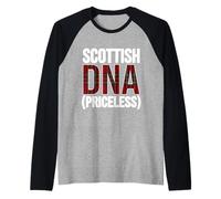 Scottish DNA Priceless Funny Tartan Plaid Heritage Roots Raglan Baseball Tee