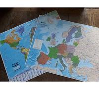 Scottish Double-Sided Map - World/Europe-Print Laminate