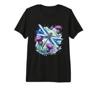 Scottish Dragonfly Thistle Scotland Flag Saltire Wings Premium T-Shirt