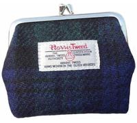 Scottish Essence Harris Tweed Coin Purse, Black Watch Tartan, Wool with Metal Frame Clasp, 10x12x3cm, Traditional Style