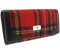 SCOTTISH ESSENCE Harris Tweed Long Wallet Purse, Classic Wool Material, Multiple Card Slots with Zip Coin Compartment, 19 x 10.5 x 3 cm, Women's (Royal Stewart)