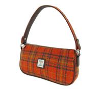 SCOTTISH ESSENCE Harris Tweed Shoulder Bag, Ladies Small Clutch, Authentic Tartan Pattern, 20 x 15 cm, Multiple Tartans (Deep Orange Check)