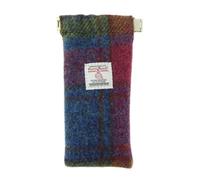 SCOTTISH ESSENCE Harris Tweed Unisex Glasses Case with Spring Clip, Soft Protective Eyewear Storage, 18cm x 9cm (Multi Colour Tartan)